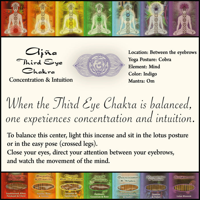 Incense Sticks Third Eye Chakra Ajna - Concentration and Intuition