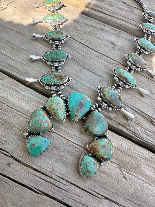 Handmade Sterling Silver & Turquoise Squash Blossom Necklace