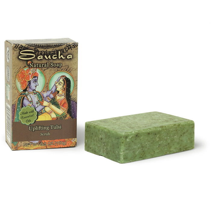 Soap Bar Saucha - Natural Uplifting Tulsi Scrub - 3.5 oz (100g)