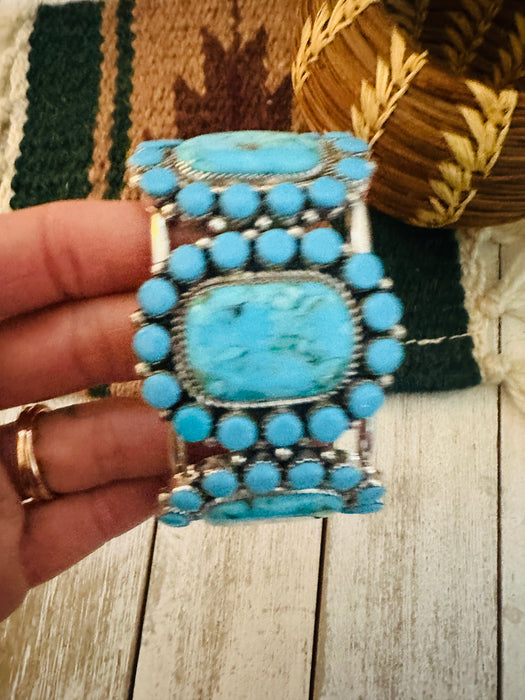 Navajo Kingman Turquoise & Sterling Silver Cuff Bracelet