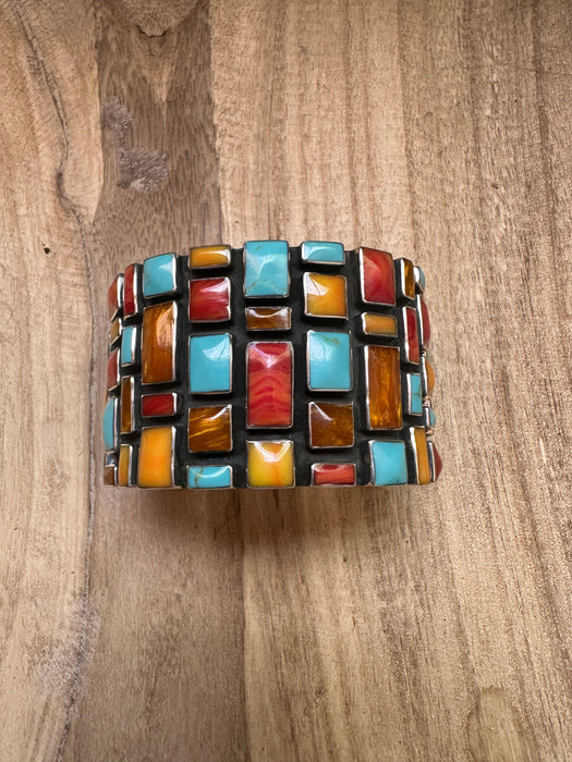 Handmade Multi Stone & Sterling Silver Cuff Bracelet