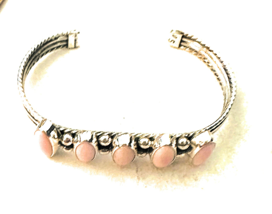 Navajo Queen Pink Conch & Sterling Silver Cuff Bracelet