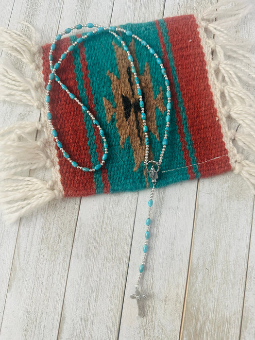 Navajo Turquoise & Sterling Silver Beaded Rosary Necklace