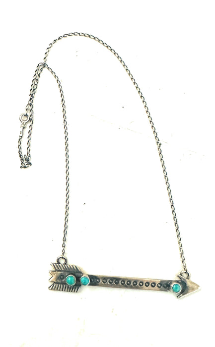 Navajo Sterling Silver & Turquoise Arrow Necklace