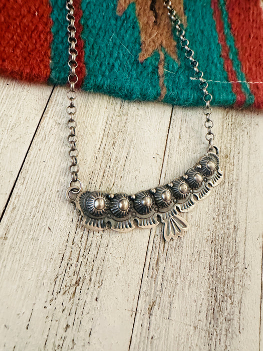 Navajo Sterling Silver Studded Necklace by Emer Thompson