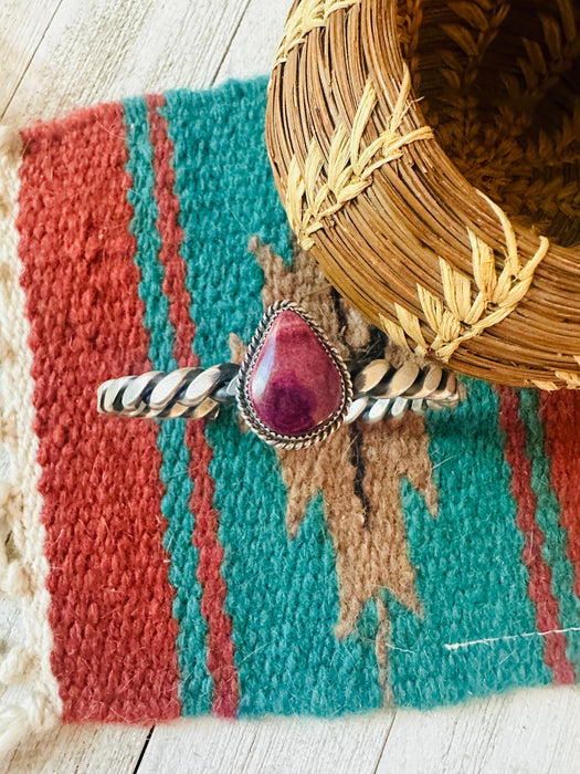 Navajo Twisted Sterling Silver & Purple Spiny Cuff Bracelet