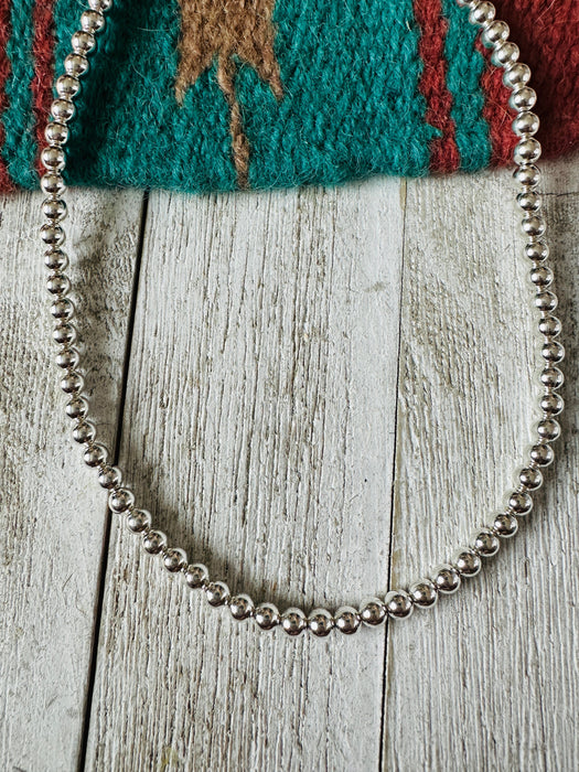 Navajo 5mm Sterling Silver Elegant Pearl Beaded Necklace