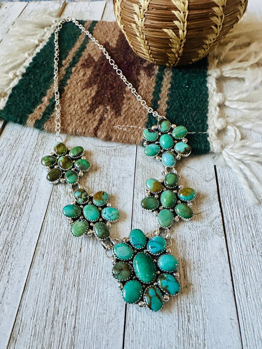 Navajo Turquoise & Sterling Silver Cluster Necklace