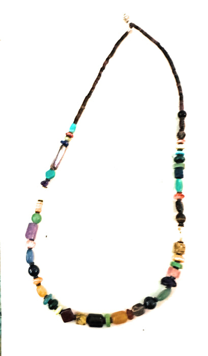 Navajo Multi Stone & Sterling Silver Beaded 18” Necklace