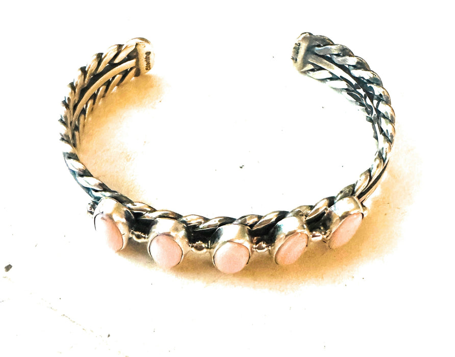 Navajo Queen Pink Conch Shell & Sterling Silver Cuff Bracelet