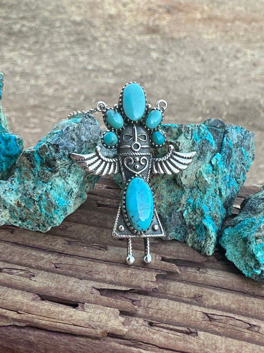 Gorgeous Handmade Sterling Silver Kingman Turquoise  Nizhoni Maiden Necklace