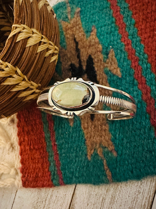 Navajo Green Turquoise & Sterling Silver Cuff Bracelet