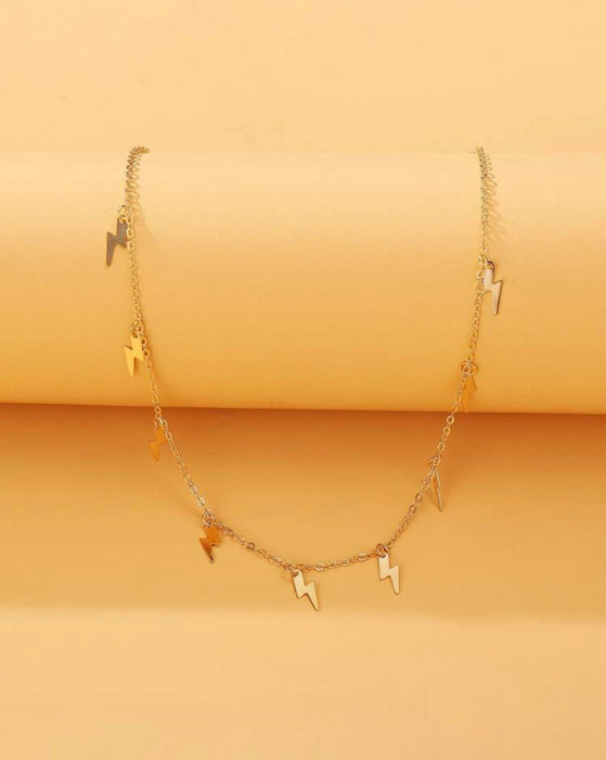 “The Golden Collection” Lightning Bolt Handmade 14k Gold Plated Necklace