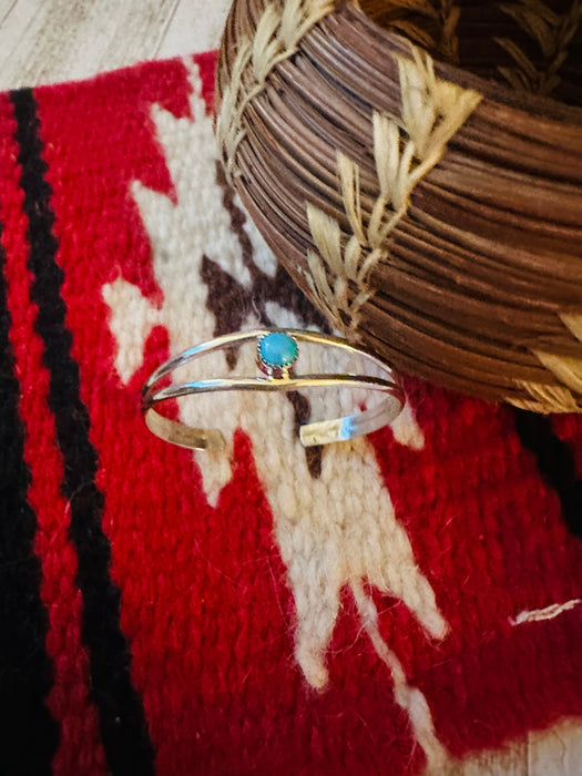 Navajo Sterling Silver & Turquoise Baby Cuff Bracelet