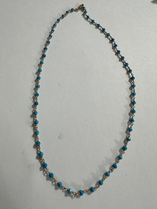 “The Golden Collection” Az Sunrise Handmade Turquoise Beaded 18k Gold Plated Necklace BLUE TONES