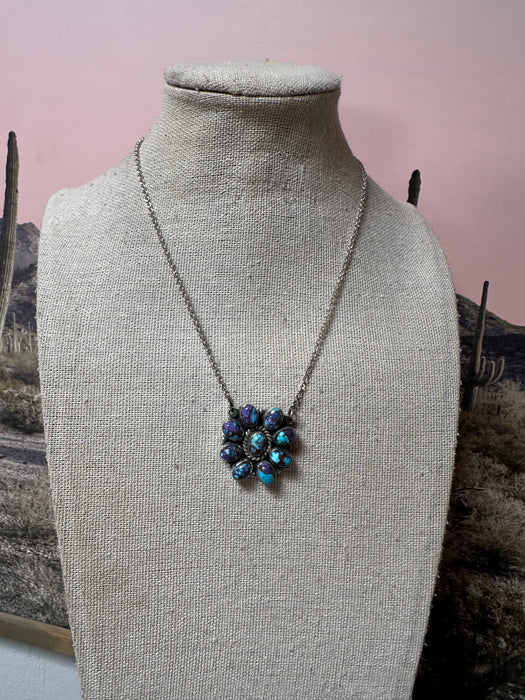 Handmade Sterling Silver & Purple Dream Mojave Flower Necklace