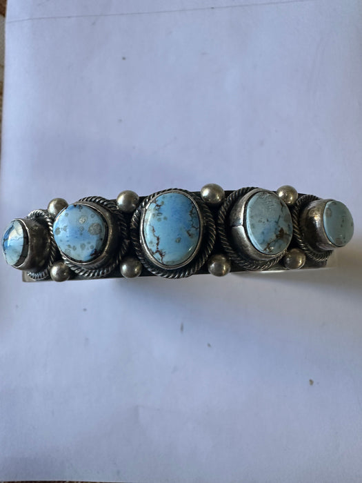 Navajo Golden Hills Turquoise & Sterling Silver Cuff Bracelet