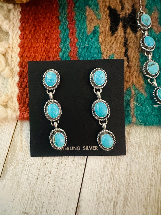 Navajo Sterling Silver & Turquoise Lariat Necklace Set