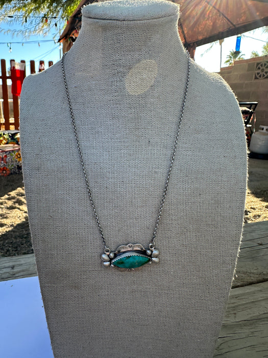 Handmade Sterling Silver & Sonoran Mountain Turquoise Single Stone Necklace