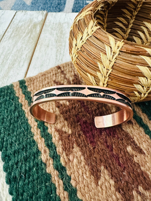 Navajo Hand Stamped Copper Cuff Bracelet