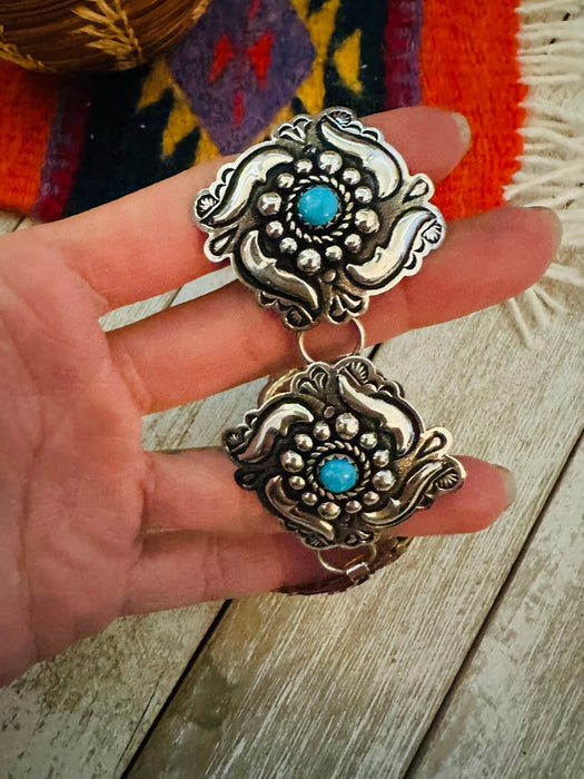 Navajo Turquoise & Sterling Silver Concho Link Bracelet