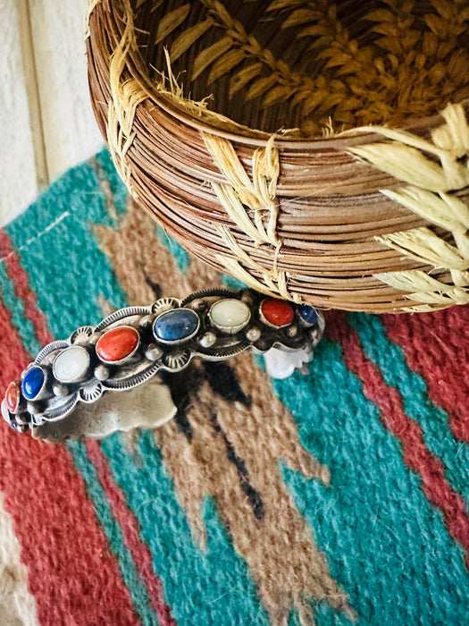 Navajo Multi Stone & Sterling Silver Cuff Bracelet