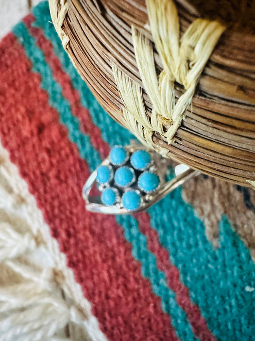 Navajo Sterling Silver & Turquoise Baby Cluster Cuff Bracelet