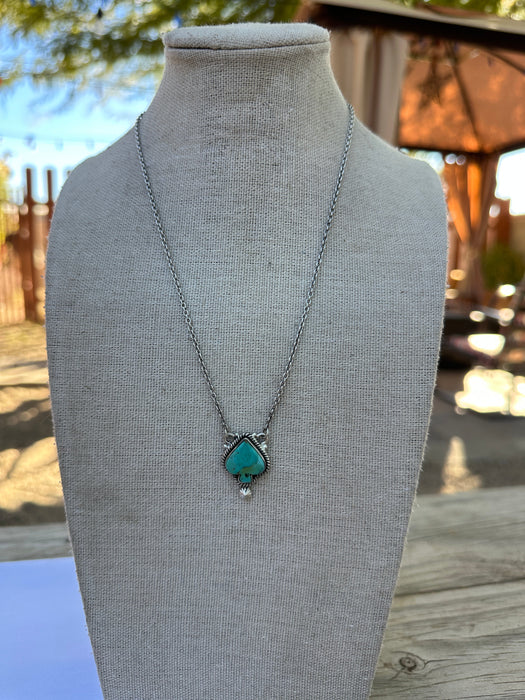 Beautiful Handmade Sterling Silver & Turquoise Spade Necklace