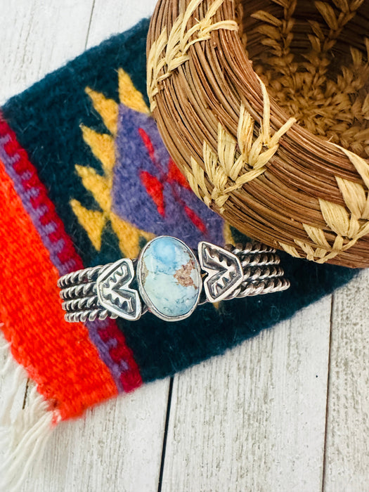 Navajo Sterling Silver & Golden Hills Turquoise Cuff Bracelet