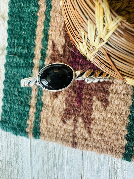 Navajo Sterling Silver & Onyx Cuff Bracelet