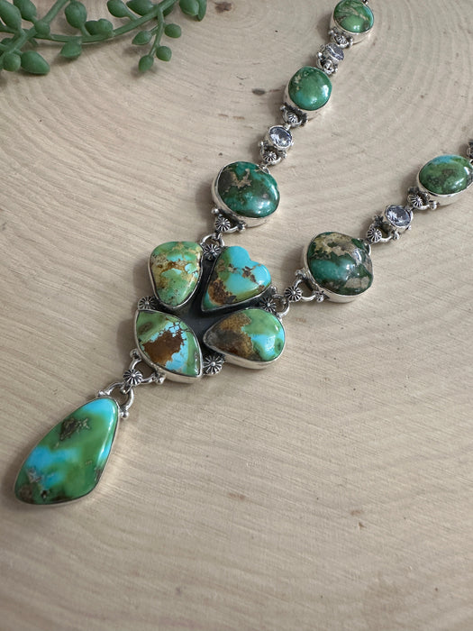 Beautiful Handmade Sterling Silver & Sonoran Mountain Turquoise Lariat Necklace 2