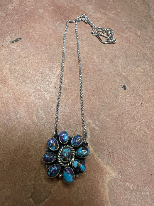 Handmade Sterling Silver & Purple Dream Mojave Flower Necklace