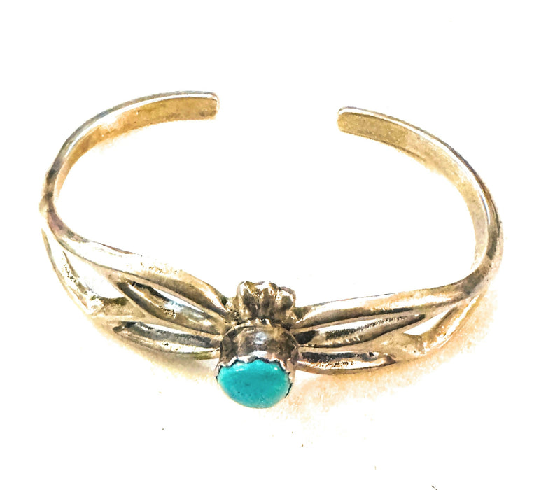 Old Pawn Navajo Sterling Silver & Turquoise Cuff Bracelet