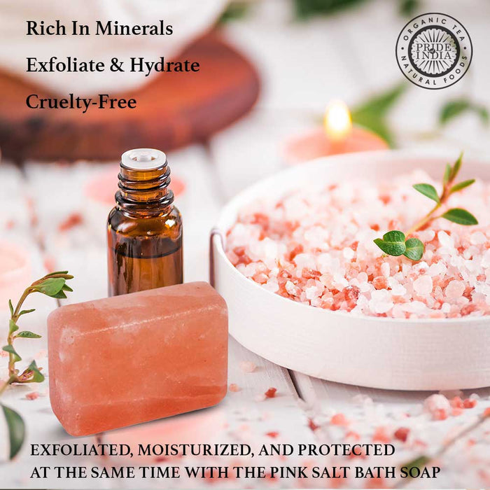 Himalayan Pink Salt Soap by Pride of India – Mineral Rich – Massage Bar/ Spa Ritual at Home – Chemical-free/Natural Occurring Salt Crystals Soap – Good for Skin/Hydrating-2