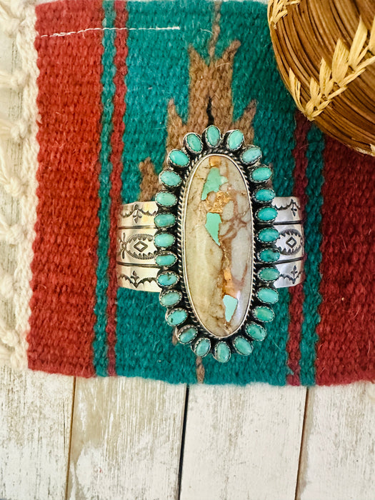 Navajo Ribbon Turquoise & Sterling Silver Cuff Bracelet