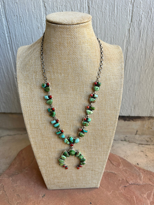 Beautiful Handmade Sterling Silver, Coral & Sonoran Turquoise Necklace SET