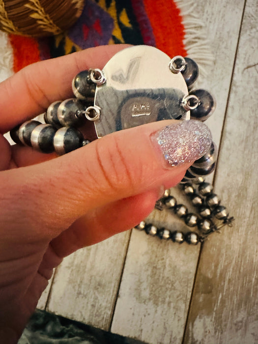 Navajo Sterling Silver & White Buffalo Beaded Triple-Strand Necklace