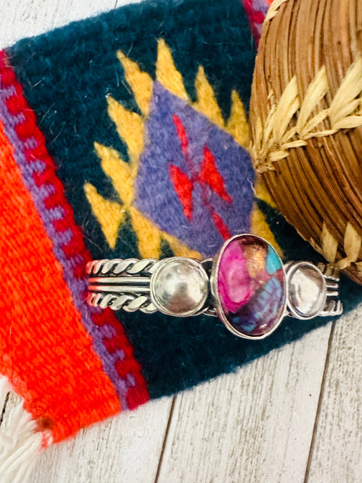 Navajo Pink Dream Mojave & Sterling Silver Cuff Bracelet