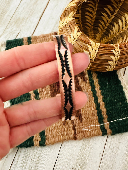 Navajo Hand Stamped Copper Cuff Bracelet