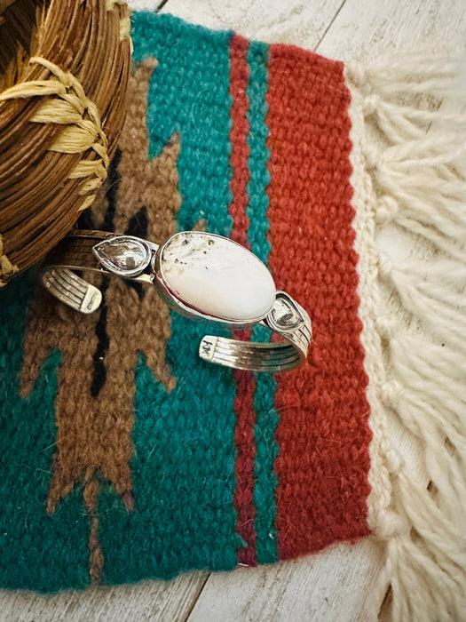 Navajo White Buffalo & Sterling Silver Cuff Bracelet