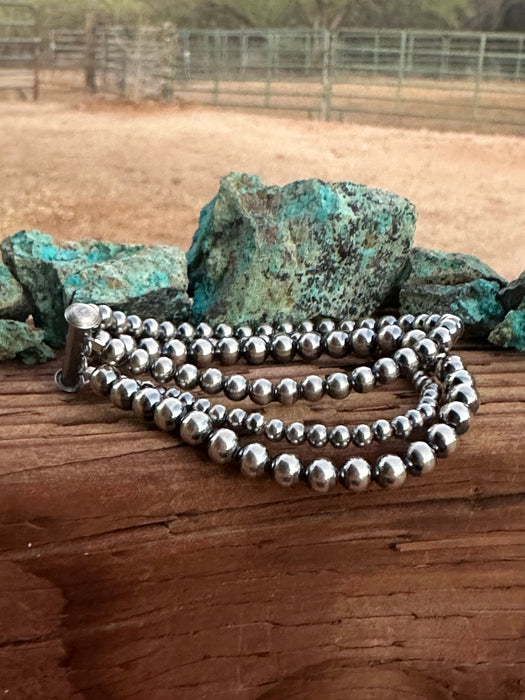 Sterling Silver Pearl Beaded Triple-Strand Bracelet