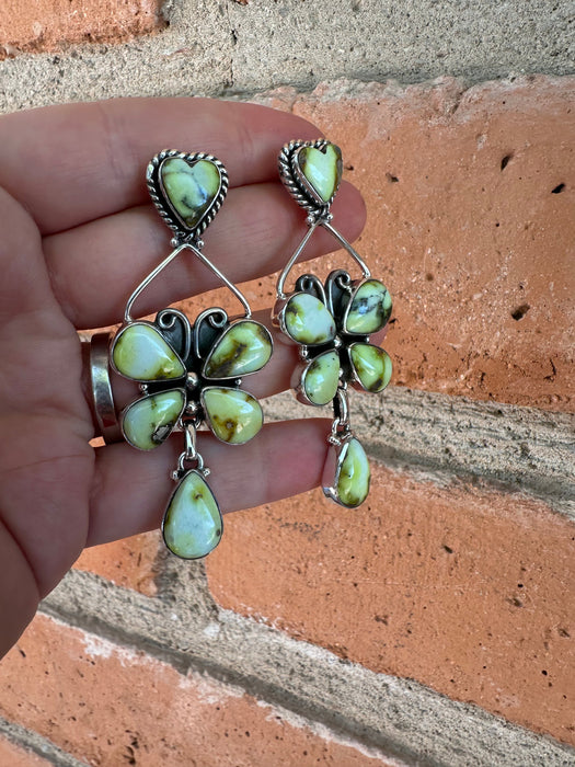 Handmade Sterling Silver & Palomino Turquoise Statement Butterfly Necklace Earring Set Signed Nizhoni Style 3