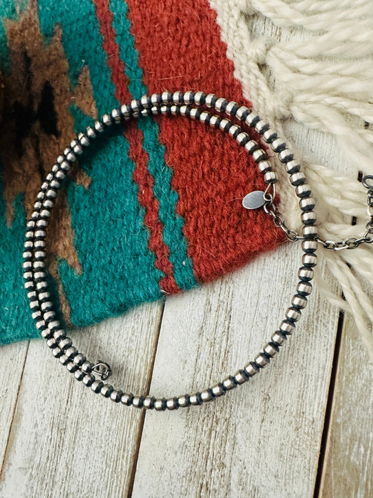 Navajo Sterling Silver Beaded Wrap Choker Necklace