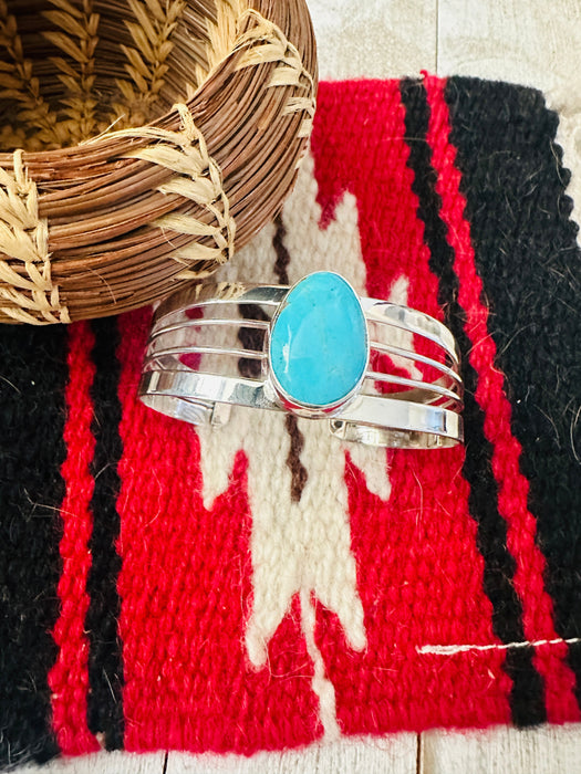 Navajo Kingman Turquoise & Sterling Silver Cuff Bracelet