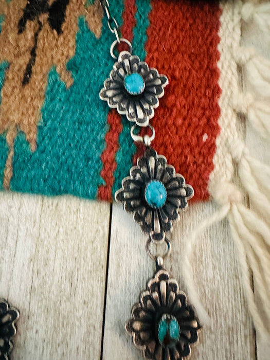 Navajo Sterling Silver & Turquoise Naja Necklace Set