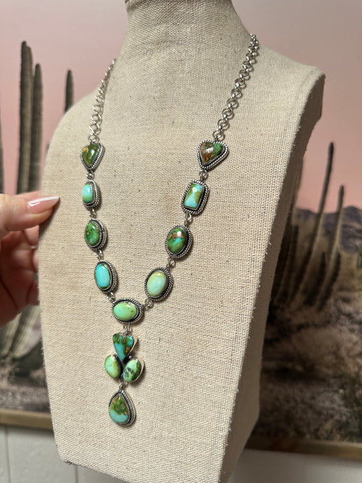 Beautiful Handmade Sterling Silver & Sonoran Mountain Turquoise Lariat Heart Necklace 3