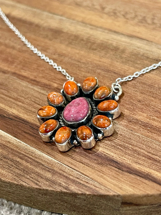 Handmade Sterling Silver & Multi Stone Necklace Signed Nizhoni