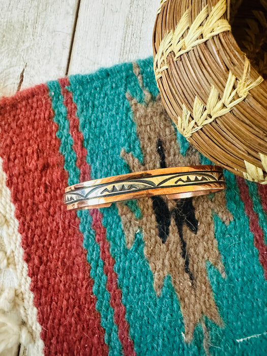 Navajo Copper and Sterling Silver Cuff  Bracelet Signed