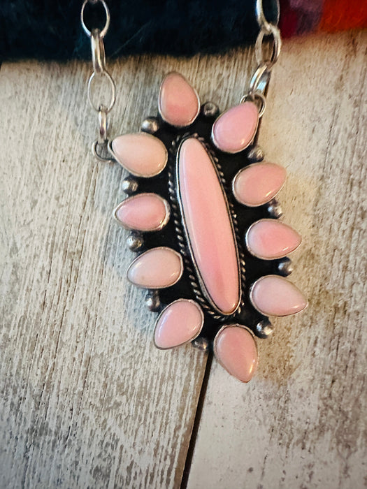 Navajo Sterling Silver & Queen Pink Conch Necklace