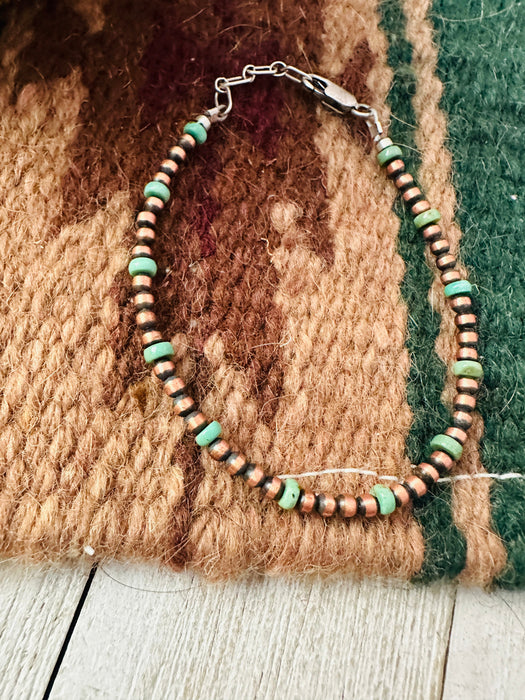 Navajo Copper & Turquoise Beaded Bracelet